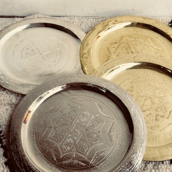 楽天市場】トルコ伝統の銅製品バクル/銅製の丸盆 カフェトレイ