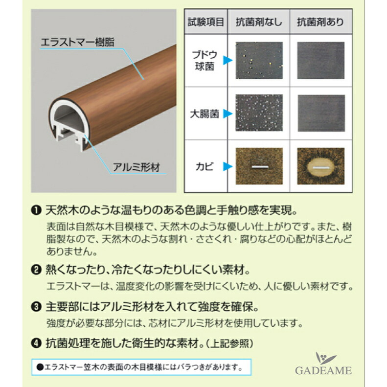 デザイン手すりテスりエトランポS1スパンセットアルミ柱抗菌処理の木目調笠木角度自由フレキシブル玄関テスリバリアフリー1スパン手すり小さい手でも握りやすいH800手摺り埋め込み式工事必要送料無料
