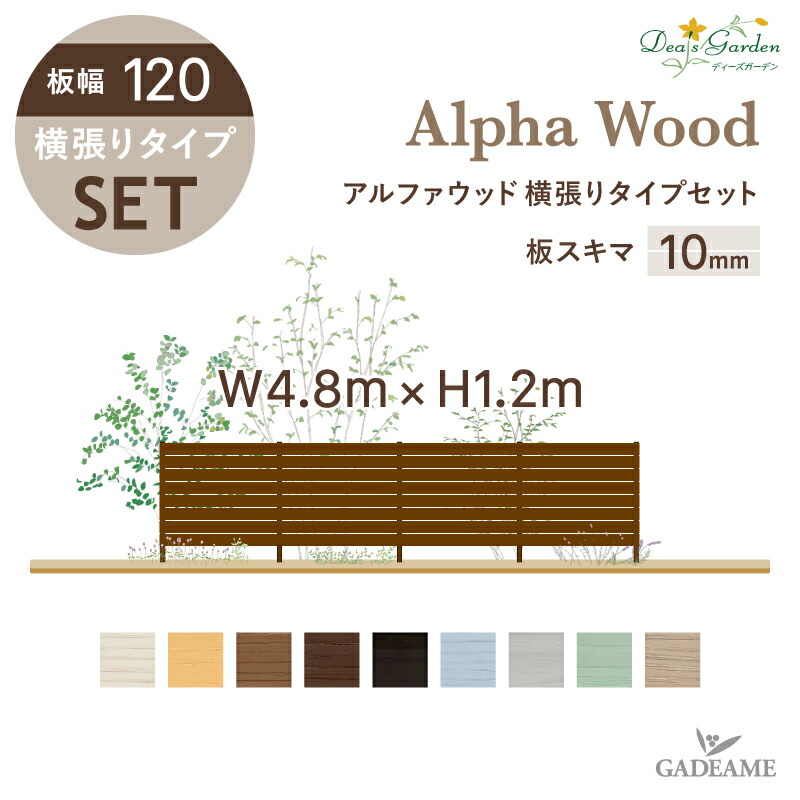 ポイント2倍 アルファウッド Wood ガデアメ 板幅1 木目調フェンス 枕木 アルファウッド ディーズガーデン 境界フェンスdea S ディーズガーデン おしゃれな目隠しフェンス 送料無料 Garden Alpha スキマ10mmのフェンスセット木目調樹脂フェンス ディーズ