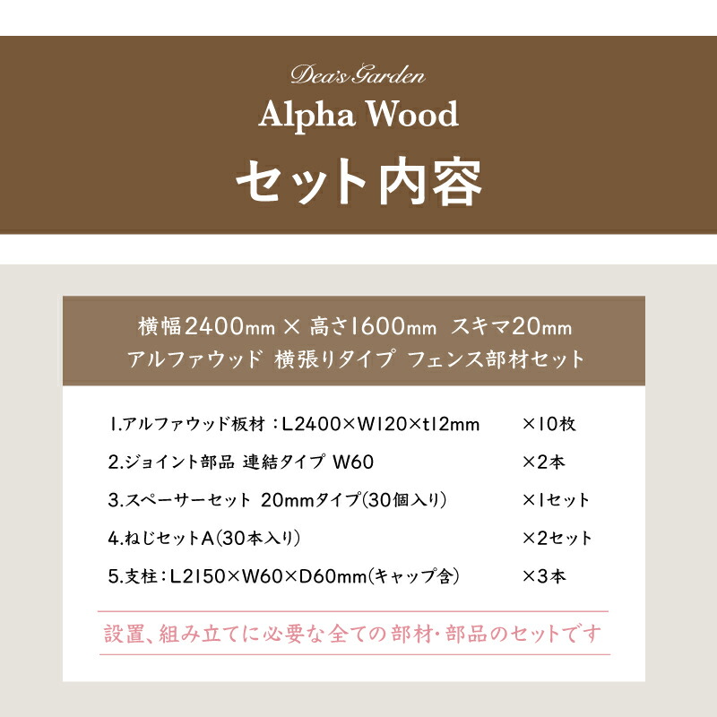 【送料無料】ディーズガーデンアルファウッド横張りタイプW2400×H1600板幅120スキマ20mmのフェンスセット木目調樹脂フェンスおしゃれな目隠しフェンス木目調フェンス境界フェンスDea'sGardenAlphaWood【ディーズガーデン正規特約店】