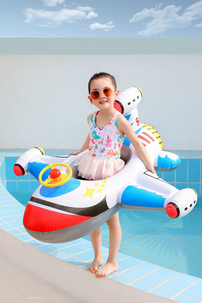 市場 浮き輪 ベビーボート 子供用 ベビー用浮き輪 赤ちゃんうきわ 座付き 飛行機の形 安全厚いエコpvc かわいい 1歳 6歳 足入れ浮き輪