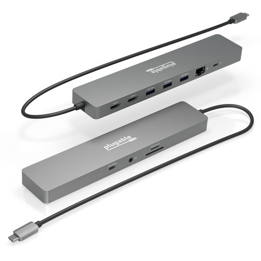 PLUGABLE USB-C ハブ 11-IN-1 マルチアダプター イーサネット付き WINDOWS または CHROMEOS ノート PC 用 - 4K@60HZ モニタ 2 台、USB-C X 1、USB 3.0 X 3、SD|NextGenShop