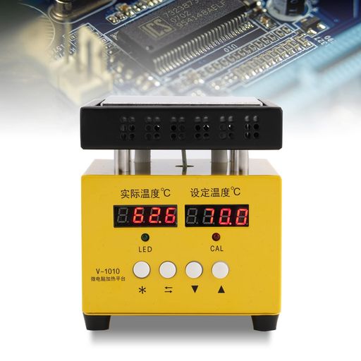 Poafamx 恒温ステーション 10*10cm 110v デュアル温度表示 室温-400°C 高精度 加熱速い 加熱均一 恒温ホットプレート 断熱フレーム 航空用アルミ 液体加熱/試薬加熱/スマートフォン修理/回路基…|NextGenShop