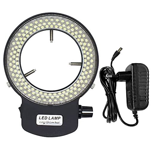 QuiExact顕微鏡用リングランプ微鏡用ライトLEDリング照明ライト実体顕微鏡用LED照明装置144LEDビーズ光源輝度調整可能実体顕微鏡用二重巻き顕微鏡カメラレンズの直径30mm-63mm用高輝度長寿命(1)
