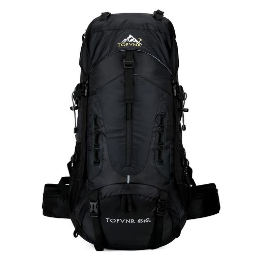[Kayiyasu]65Lバックパック大容量登山リュックアウトドアバッグハイキング旅行防災登山用リュックサック多機能軽量避難バッグ(ブラック)
