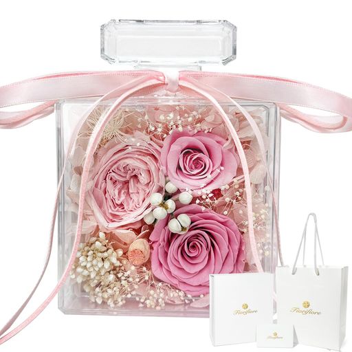 fiorifioreプリザーブドフラワーギフト香水瓶型アクリル花器枯れない花薔薇フラワーギフト白色ギフトボックスギフトバッグメッセージカードがローズ香りカード付き誕生日母の日記念日… 4,777円