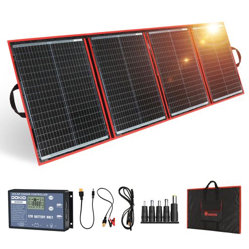 DOKIO ソーラーパネル 200W 18V セット 折りたたみ式195x67x0.6cm USB出力 単結晶 超軽量 5種DCプラグ スマホ 12Vバッテリー ポータブル電源対応 キャンプ 車中泊 アウトドア 防災グッズ|NextGenShop