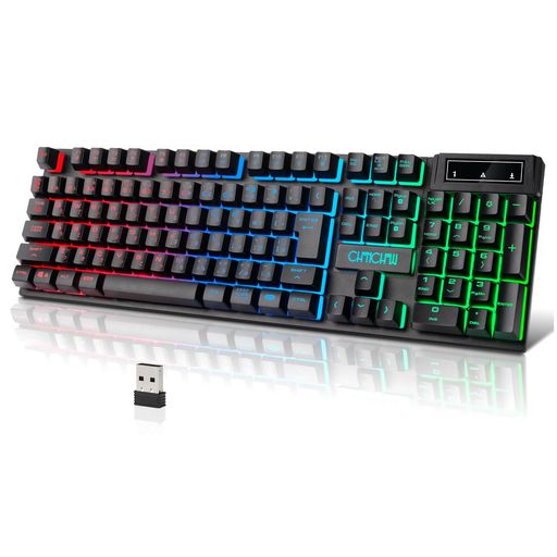CHONCHOWワイヤレスゲーミングキーボード光る無線充電キーボード日本語配列keyboardゲーミングps4/ps5/xbox対応2.4GHzUSB接続をサポート19キー防衝突RGB7色バックライトの変更が可能