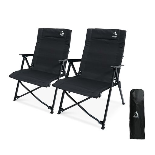 ARURU2セットキャンプ用キャンプチェア折りたたみアウトドア600D生地軽量コンパクト収納耐荷重100kg【ブラック】