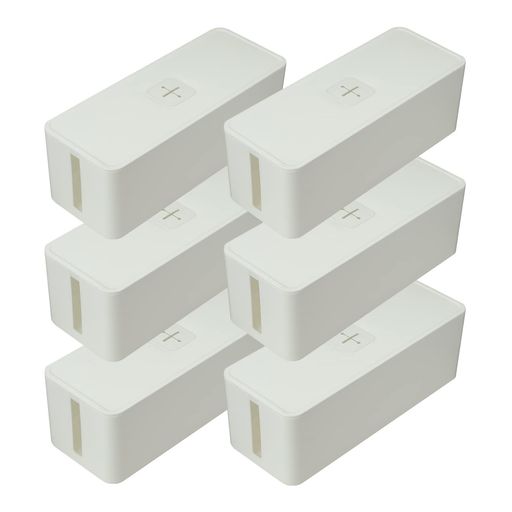 JEJアステージ(JEJAstage)ケーブルボックスコード収納配線収納日本製ホワイト幅41x奥行16x高さ14cm6個セット