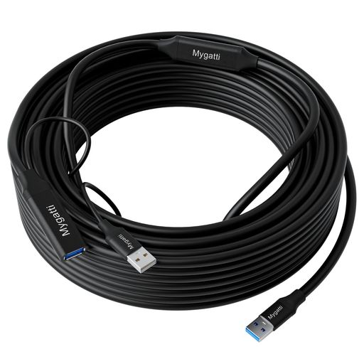 USB延長ケーブル15MUSB3.0規格延長ケーブルロング高速安定5.0Gbpsデータ転送Type-Aオス-メスコード2つ信号増幅器内蔵3重シールド低遅延USB-A延長線家庭、オフィス、大型会議室、工場、倉庫、業…