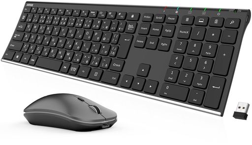 Arteck2.4G無線ワイヤレスキーボードマウスセット軽量薄型Type-C充電式フルサイズキーボードコンピューター、デスクトップ、PC、ラップトップ、Windows11/10/8/7との交換性あり