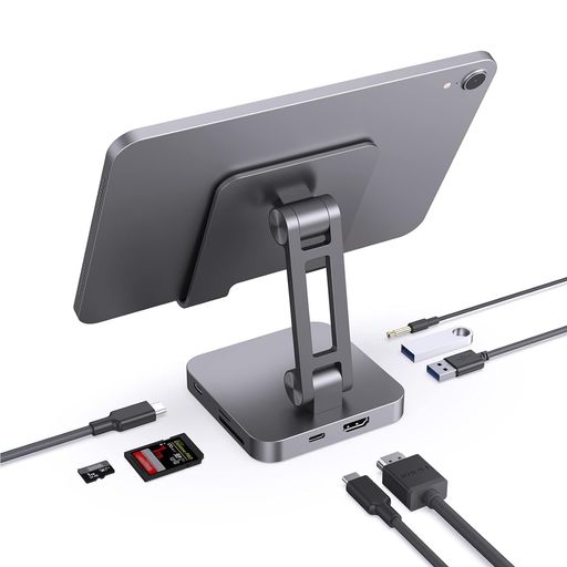 USB C ハブスタンド - 強化された 7 in 1 USB-C ドッキング ステーション、TV 用 4K HDMI アダプター、ポータブル 100W PD USB マルチポート ドングル、2 x USB 3.0、カード リーダー、iPad|NextGenShop