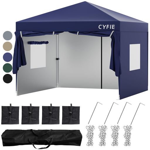 楽天市場】CYFIEタープテント3mx3m高さ3段階調節サイドシート4枚