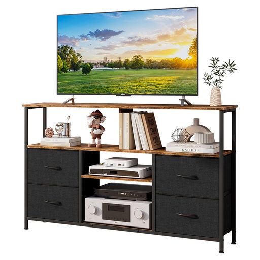 テレビ台テレビボード47型対応tv台テレビ棚幅120x奥行30x高さ77.5cmかんたん組立収納棚大容量引出付き50型対応ハイタイプ(ブラウン)