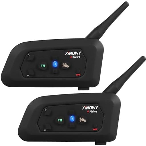Mihono4RidersInterphoneバイク用インカムV4ツーリング対応4人同時通話可能FMラジオ音楽IP65防水ブルートゥースインターコム3.5ミリ端子ヘッドセット日本語説明書付き「技適認証済」2パック