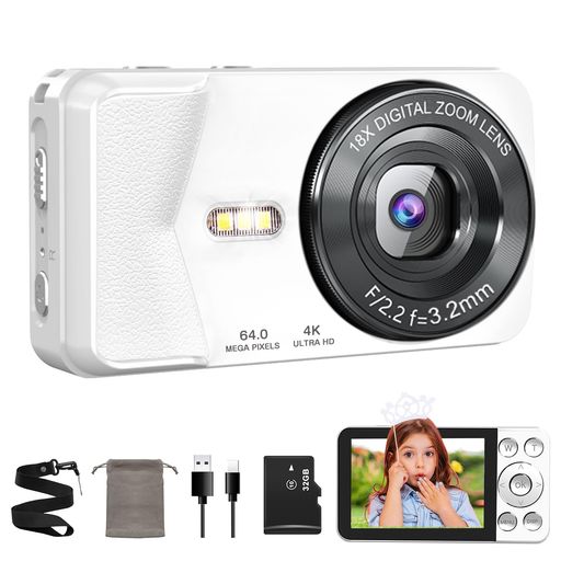 QZTCAMERA ディジカメ 4K デジタル写真機 6400万絵素 Type-C有線テレビでスマホ連絡 ひと休みつけ加える録画役立つこと 2.8in大画面 オート興味の中心 18倍デジタル望遠レンズ セルフタイマー 繰り返し録画 LEDライ…