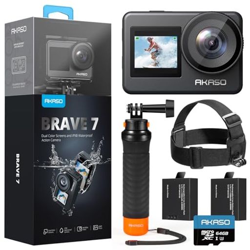 AKASO Brave7 動き写真器 4K60fps IPX8本機雨合羽10M 水中写真器 手ブレ手を加える Horizon手を加える 可視性化遠隔操作 風響動めき切り詰め 発声取り締まる役立つこと フローティングお手手+上端ダンス楽隊仕かける