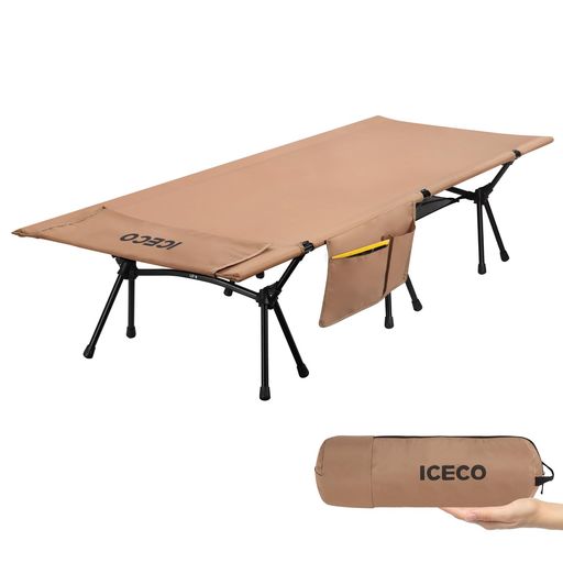 UpgradeICECOキャンプコット2WAY1000D耐荷重180KG軽量2.8KGハイ/ロー切替可能静音設計キャンプアウトドアベッド折りたたみ式組立簡易コンパクト収納バッグ付き日本語説明書付(カーキ)