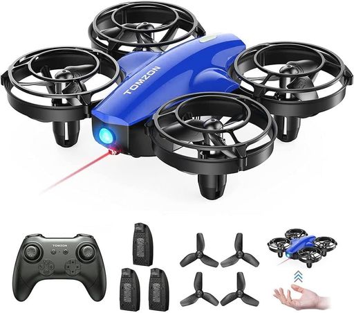 ドローンマルチプレー対戦型子供向け100G未満24分飛行時間TOMZON初心者室内バッテリー3個トイドローンワンキー離着陸放り投げ飛行ヘッドレスモード高度維持宙返りサークル飛行高速回転誕生日プレゼント国内認証済み