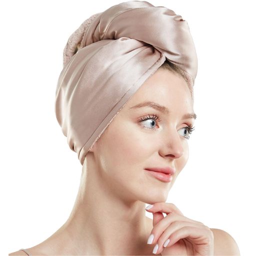 BaiLuヘアドライキャップシルク吸水速乾ヘアキャップ美髪枝毛防止2in1両面厚手ヘアタオルキャップ【有名美容師監修】