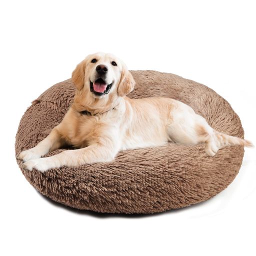 Aurako70cm犬ベッド猫ベッドふわふわ丸型クッションドーナツペットベッドぐっすり眠る猫用小型犬用もこもこ暖かい滑り止め防寒寒さ対策洗濯可能子犬猫用サイズ選択可カーキ