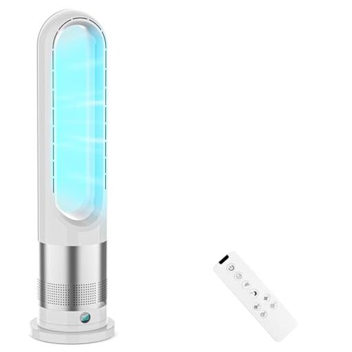 新品⭐️羽なし扇風機　冷暖兼用 DCモーター 100°首振り 9hタイマー Amazon | 【2025冷暖兼用】扇風機 羽なし タワーファン 8段階
