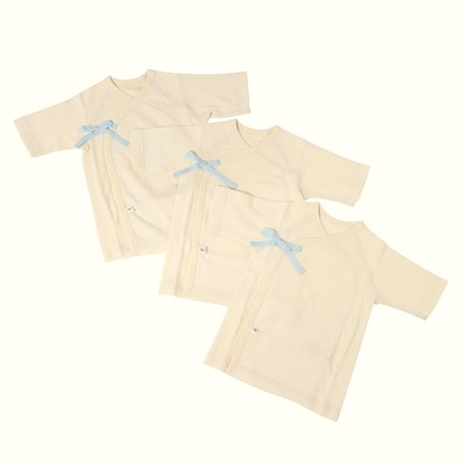 [ピュアオーガニック]短下着類3枚書き割り100%オーガニックコットン乳飲み子下着類日本製二重ガーゼ編み物出どころもの言う花青碧系