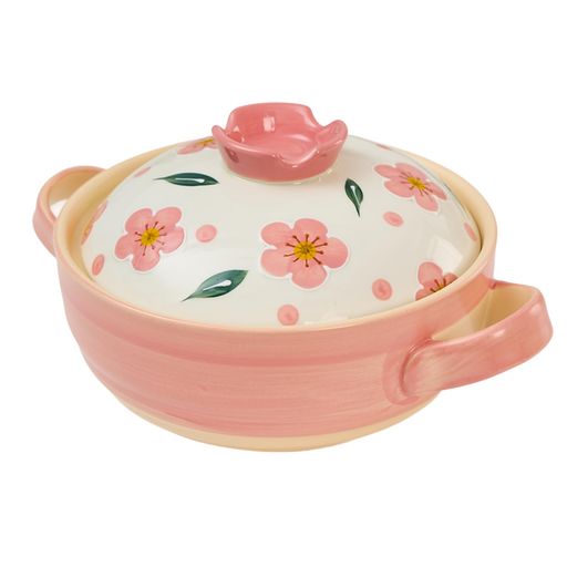 楽天市場】土鍋 桜柄 2.5L 可愛い 耐熱陶器 ガス火・電気コンロ対応