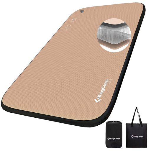 KingCampエアーマットキャンプインフレーターマットセミダブル耐荷重500KG高弾力TPU生地騒音なし快適な睡眠キャンプマット車中泊防災用エアーバッグ付き