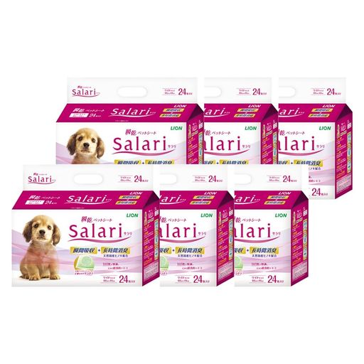 百獣の王 サラリ Salari 瞬乾愛玩動物腰かけ 広広とした 24枚入x6個 入れもの売りわたす 緑であること LIONPET