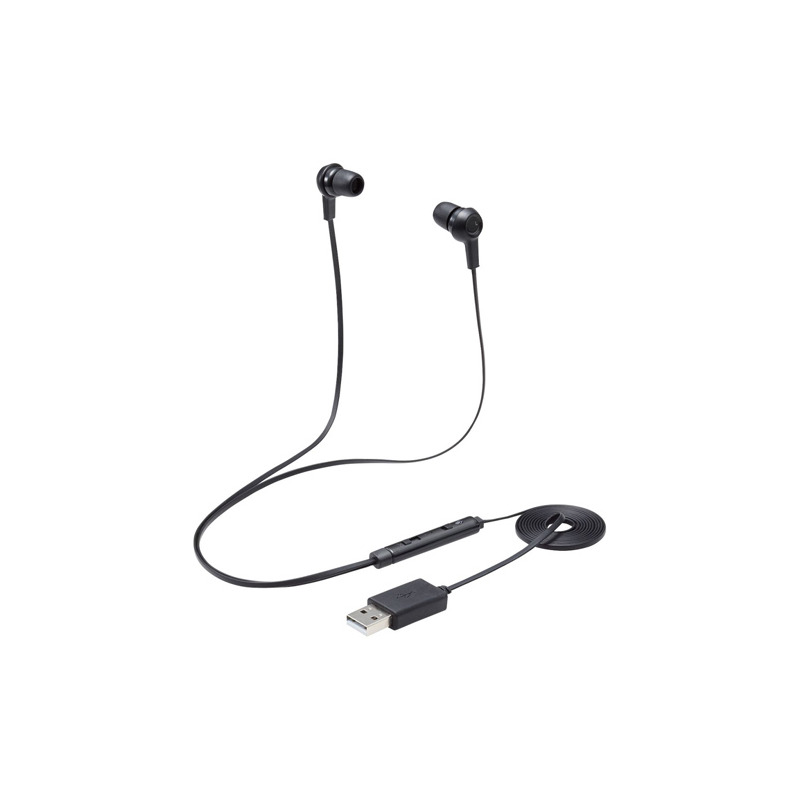 エレコム インナーイヤー型ヘッドセット/カナル/ミュートスイッチ付/両耳/USB/ブラック