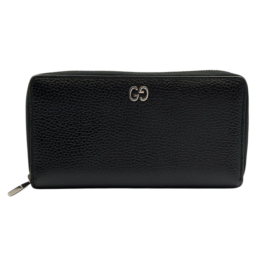 【GUCCI】グッチ 473928 A7M0N GGラウンドファスナーウォレット レザー ブラック 長財布 【送料無料】【中古】