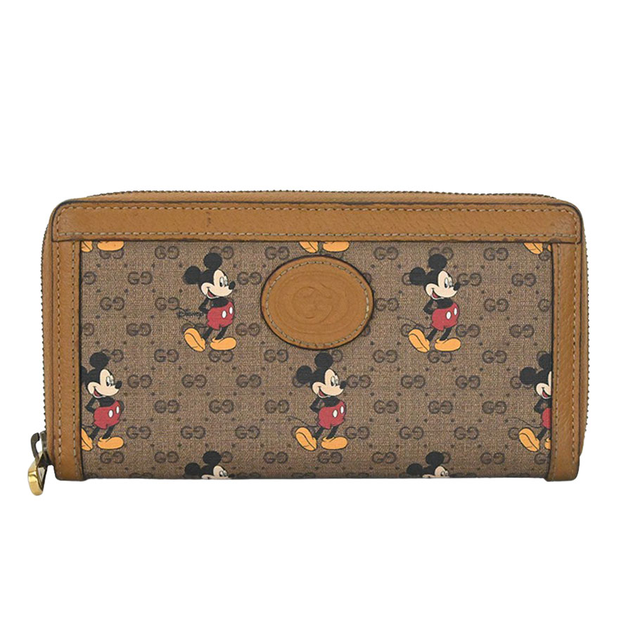 未使用級✨グッチ×ディズニー ミッキーマウス GG柄 PVC 本革 二つ折り財布 GUCCI】【ディズニーコラボ】グッチ『DISNEY×GUCCI ミッキー