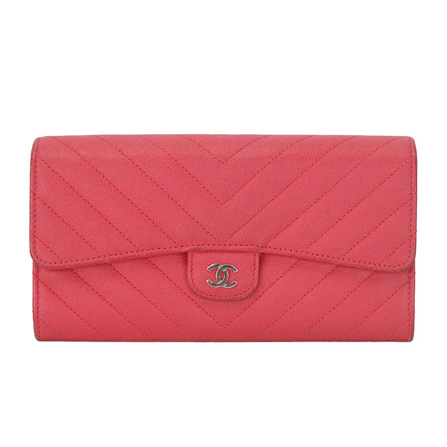 CHANEL シャネル ケース キャビアスキン レッド ラウンドファスナー CHANEL シャネル コインケース キャビアスキン レッド ラウンドファスナー