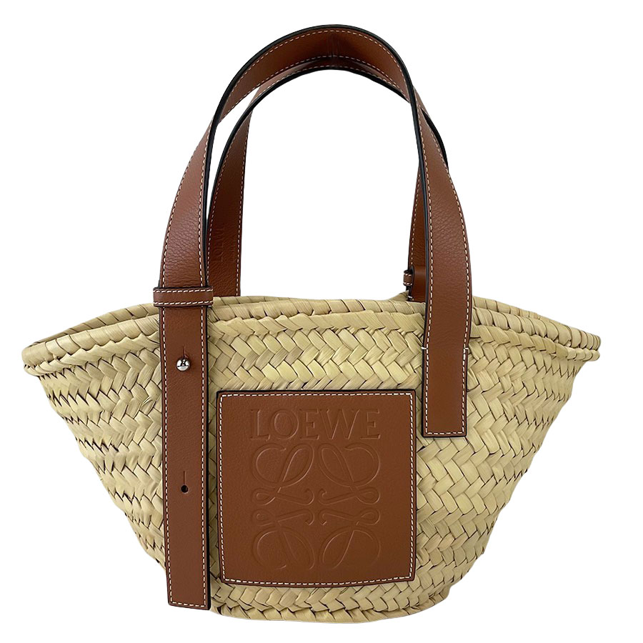 【LOEWE】ロエベ 327.02.S93 バスケットバッグスモール パームリーフ/カーフ ナチュラル/タン ハンドバッグ 【送料無料】【中古】｜ガージュ　店
