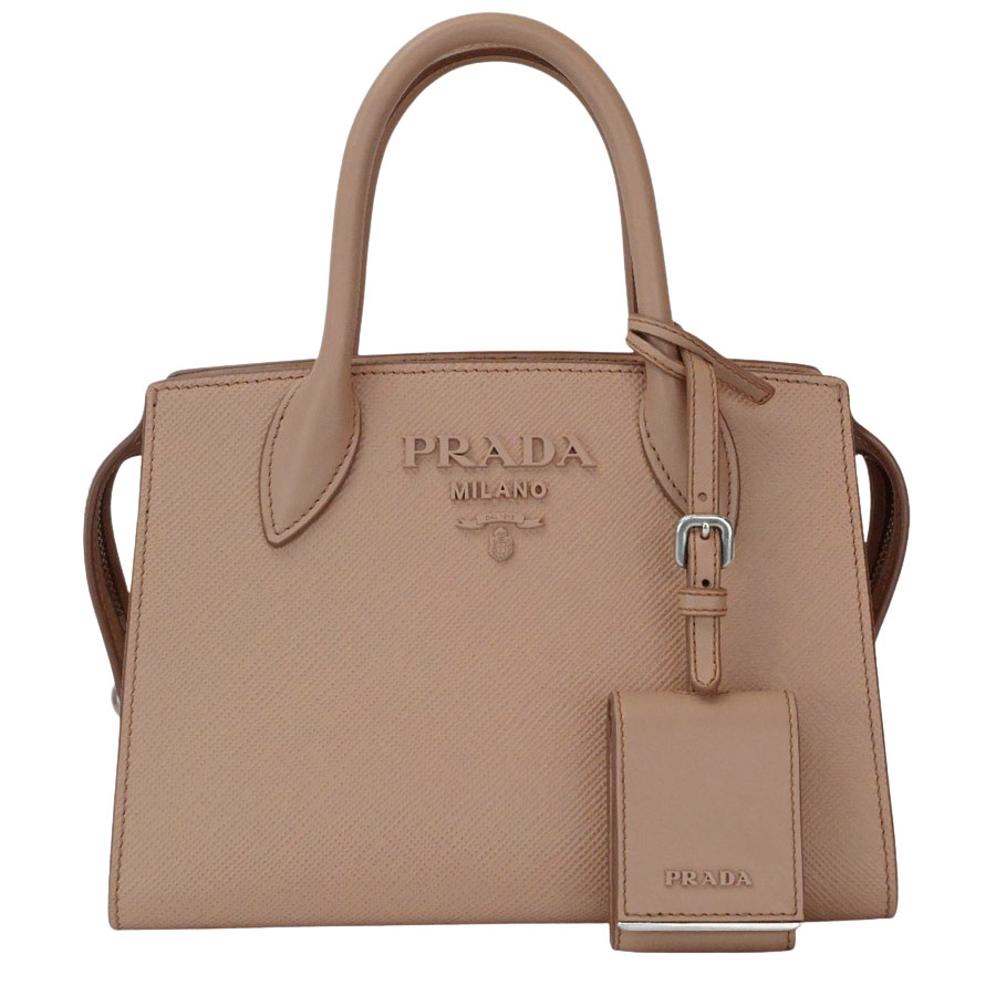 【PRADA】プラダ モノクローム 2WAY ハンド 1BA269 2ERX F00RK CIPRIA 1(ピンクベージュ) サフィアーノ キュイール ハンドバッグ/ショルダーバッグ【送料無料】【中古】