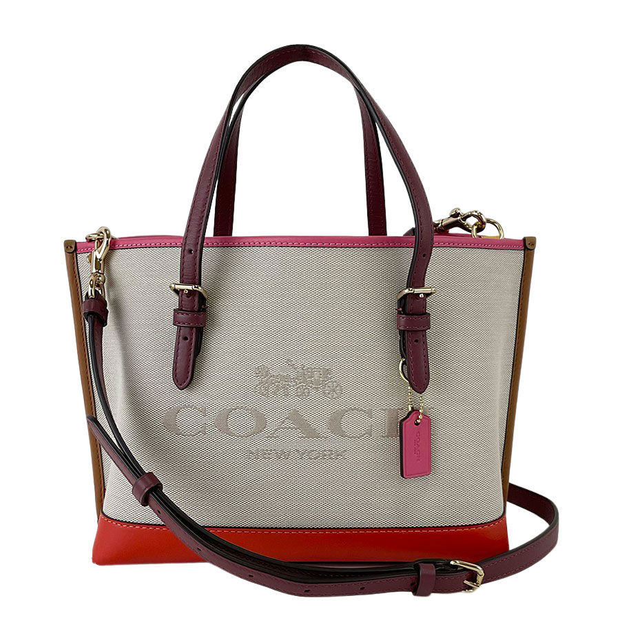 【COACH】コーチ職 C4085 MOLLIE TOTE 25 帆布/なめし革 自然的/マルチ色つや トートバッグ/ショルダーバッグ 2way 【貨物輸送無料】【中古】