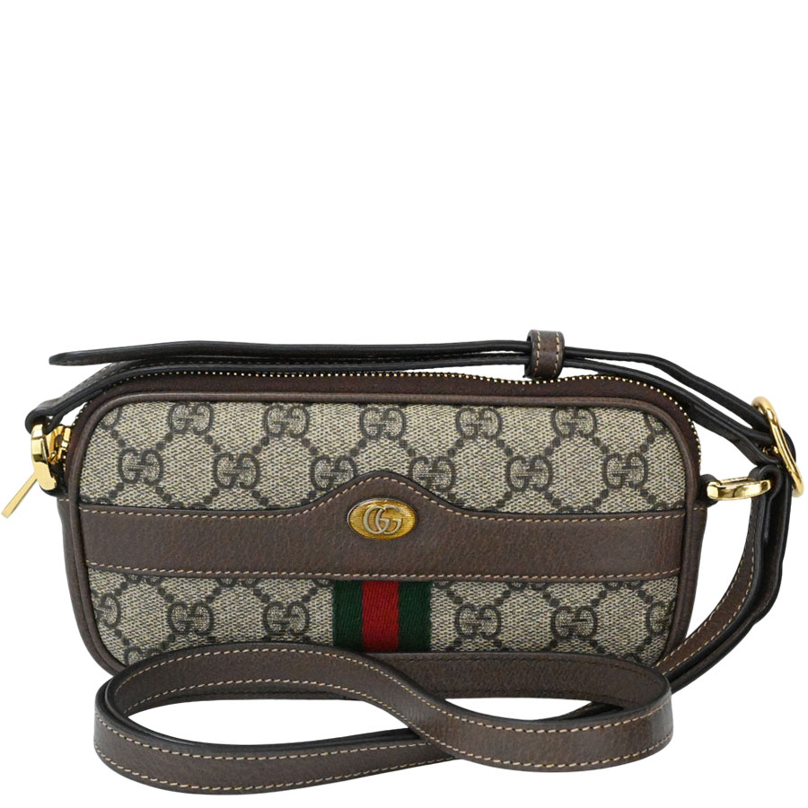 グッチ GUCCI ショルダーバッグ オフィディア GG ミニ ラウンド ショルダー レザー ブラック ゴールド金具 黒 緑 赤 チェーンショルダー 550618【中古】 GUCCI/グッチ】 550618 オフィディア GGミニ ラウンド チェーン