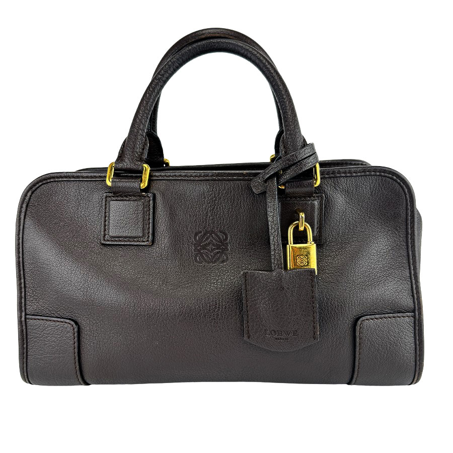 【LOEWE】ロエベ アマソナ28 レザー ダークブラウン ハンドバック 【送料無料】【中古】｜ガージュ　店 52,800円