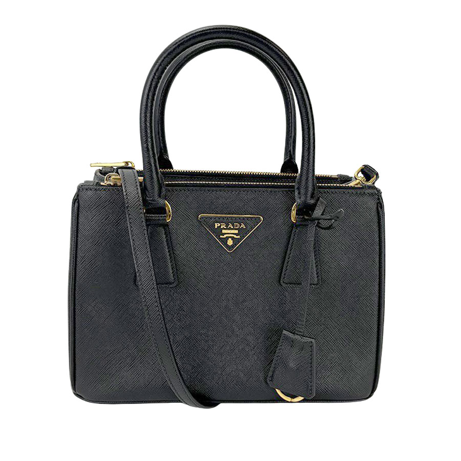 【PRADA】プラダ 1BA896 ガレリア スモール うしろ側  NERO(黒いこと) なめし革(サフィアーノ ) ショルダーバック/ハンドバッグ 【貨物輸送無料】【中古】