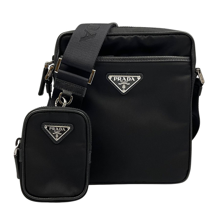 【PRADA】プラダ 2VH112_2DMH_F0002_V_XOP Re-Nylon xサフィアーノレザー ショルダーバッグ リサイクルポリアミド NERO 【送料無料】【中古】｜ガージュ　店