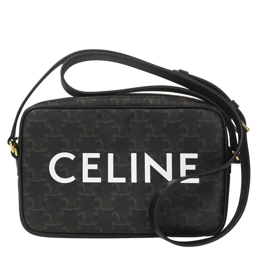 【CELINE】セリーヌ 194502 CIM 38NO トリオンフ 並み並み 伝達人御徒面子 黒いこと/赤銅色 PVC/なめし革 ショルダーバッグ 【貨物輸送無料】【中古】
