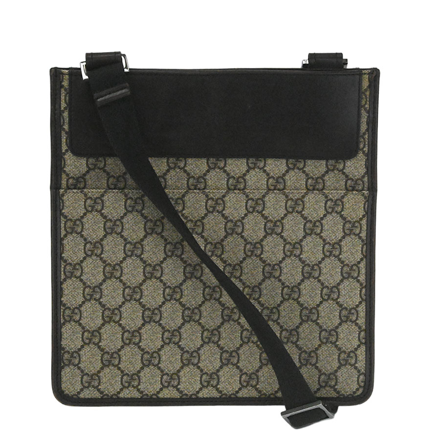 【GUCCI】グッチ 27639 200047 GGプラス ベージュ/ダークブラウン PVC/レザー ショルダーバック 【送料無料】【中古】