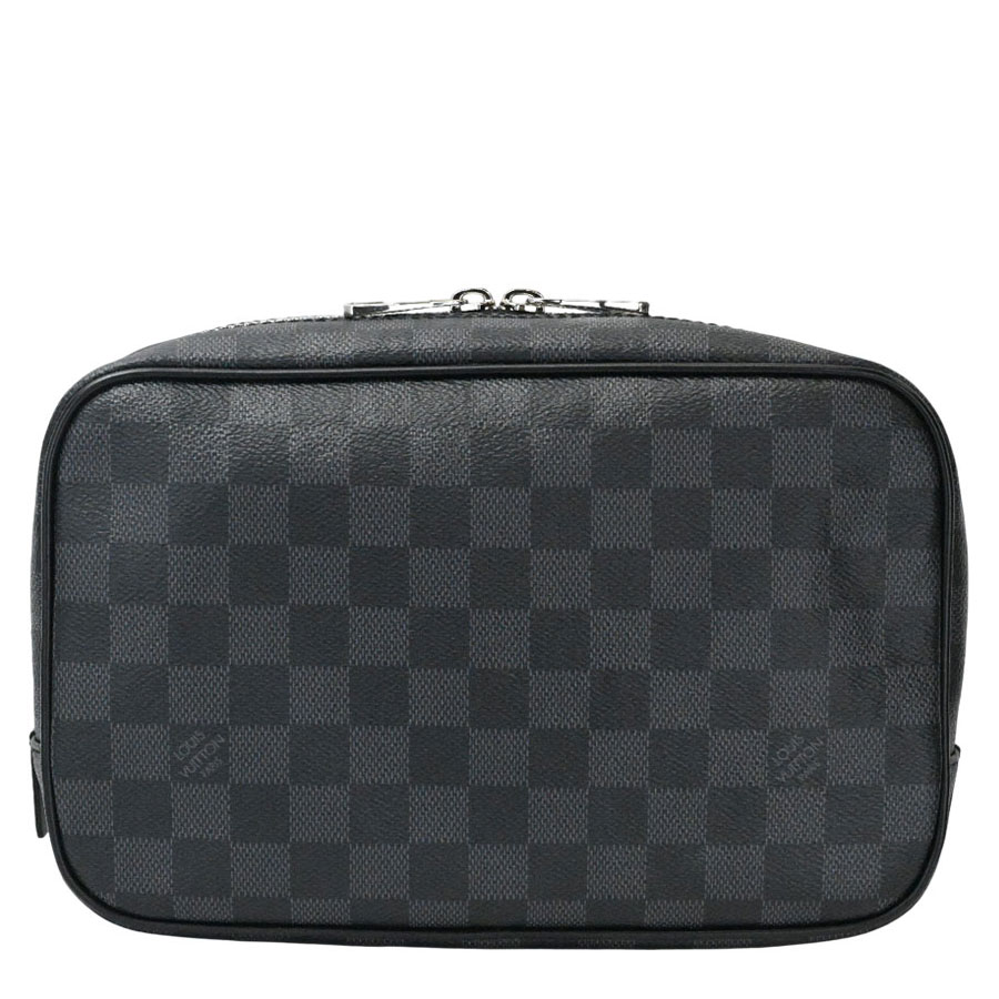 【LOUIS VUITTON】LV ルイ・ヴィトン N47521 トゥルース・トワレットGM ダミエグラフィット キャンバス ブラック グレー セカンドバッグ メンズバッグ【送料無料】【中古】