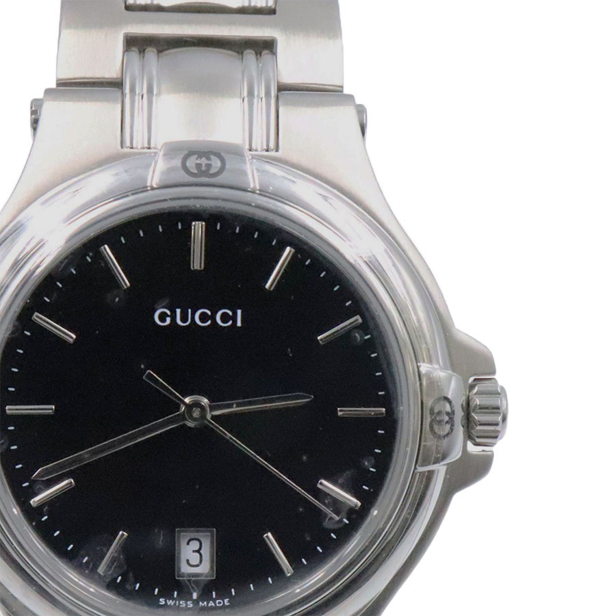 【GUCCI】グッチ YA090304/9040M ステンレス鋼スチール写真 黒文字盤 石英 メンズウォッチ 【貨物輸送無料】【中古】
