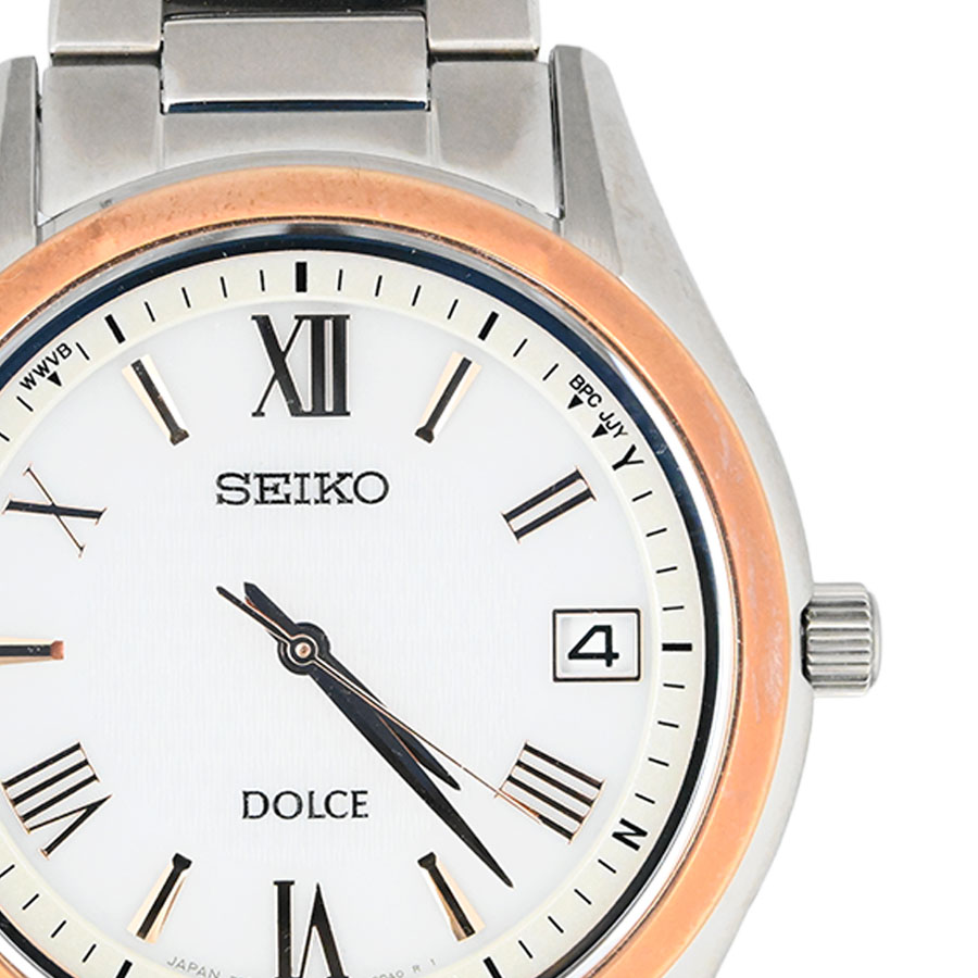 【SEIKO】セイコー SADZ200(7B24-0MB0) ドルチェ チタン ソーラー電波 ピンクゴールド/シルバー/ホワイト文字盤 メンズ腕時計 【送料無料】【中古】
