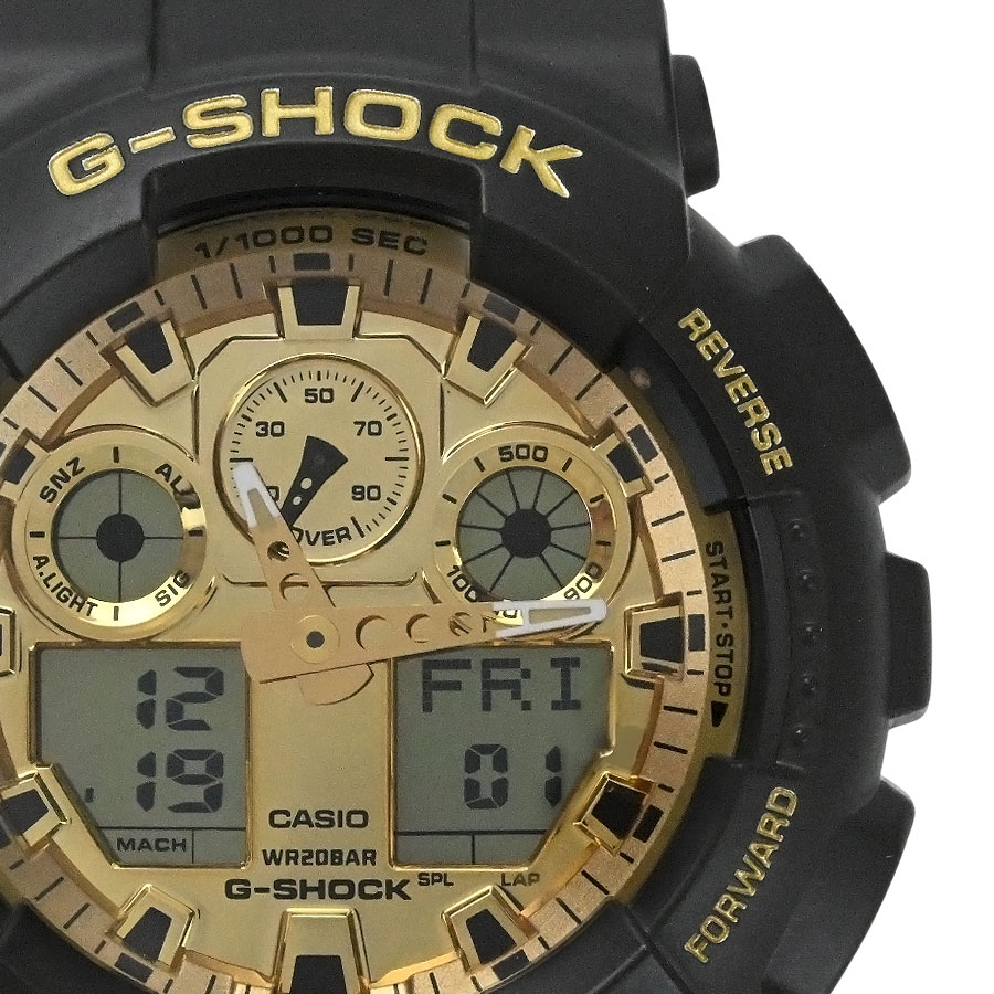【CASIO】カシオ GA-100GGB-1A9JF G-SHOCK ANALOG DIGITAL GA-100 SERIES 黒いこと/ゴールド 脂 石英 【貨物輸送無料】【未当て嵌める】【中古】