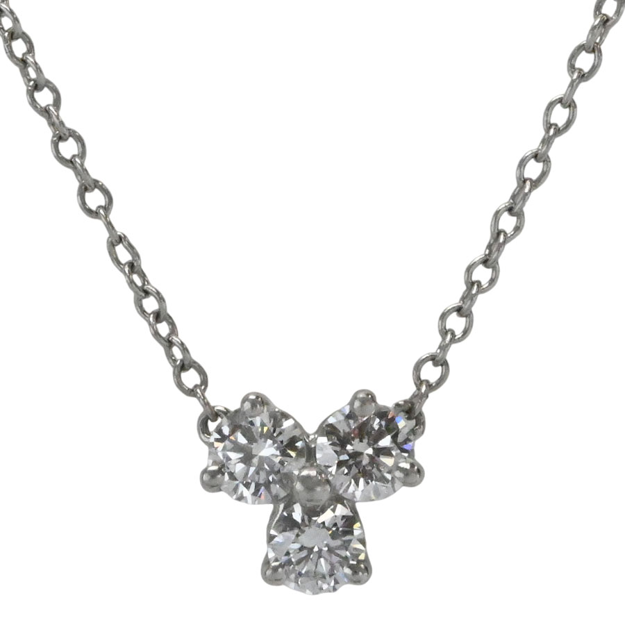 【ネックレス】 【TIFFANY&Co.】ティファニー アリア ダイヤ ネックレス Pt950/ダイヤモンド3石 44.5cm ペンダントネックレス 【送料無料】【中古】