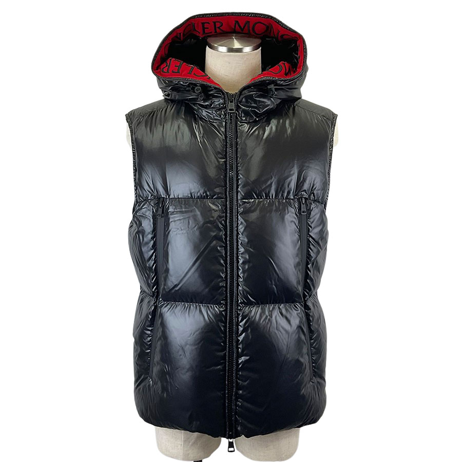 【MONCLER】モンクレール AGNEAUX GILET アニョー・ジレ F20911A51C00 68950 ダウンベスト ブラック レッド ナイロン ダウン フェザー メンズダウン【送料無料】【中古】 60,500円